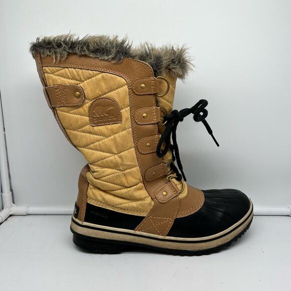 Sorel Boots Womens 7 Tofino II Tall Winter Snow Tan NL 2332 373 Faux Fur - Picture 1 of 10